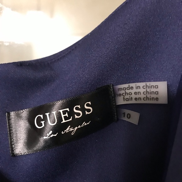 Guess Navy Dress Silky-Shiny Fabric Cap Sleeve Size 10. Like New only worn once - Picture 10 of 10